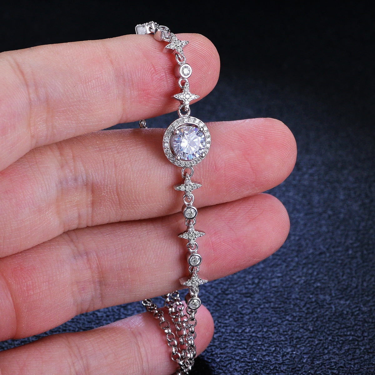 Lucida 1CT Moissanite Star Bracelet 925 in Sterling Silver