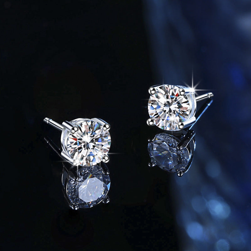 Clara Moissanite Stud Earrings in 925 Sterling Silver