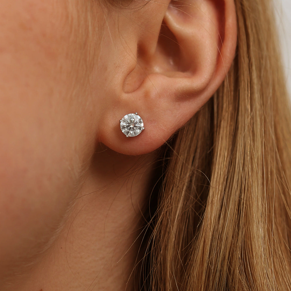 Clara Moissanite Stud Earrings in 925 Sterling Silver