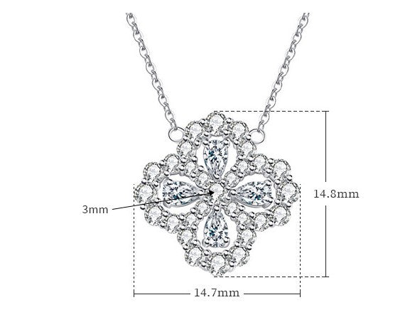 Verdandi Jewelry "Lucky Clover" Moissanite Cluster Necklace - Vintage Style VVS Clarity