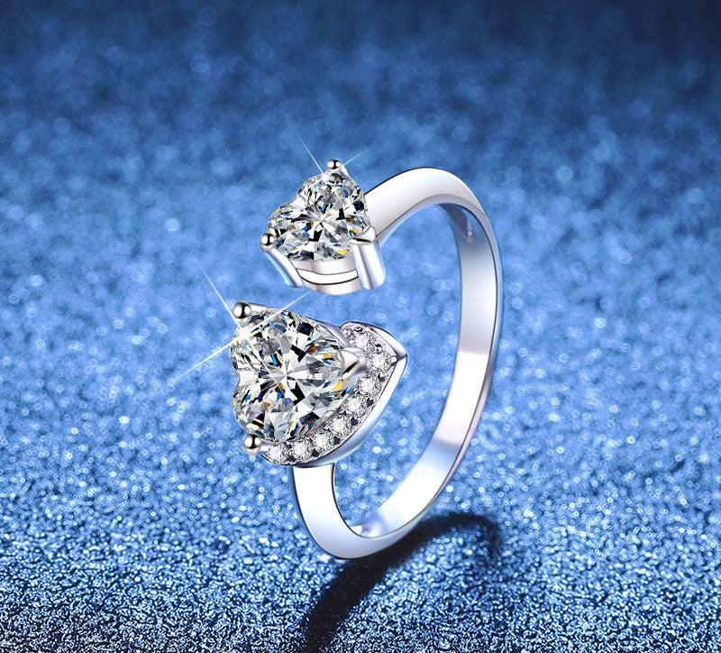 Verdandi Jewelry 1.5 TW Heart-Shaped Moissanite Ring - VVS Clarity GRA Certified 925 Sterling Silver