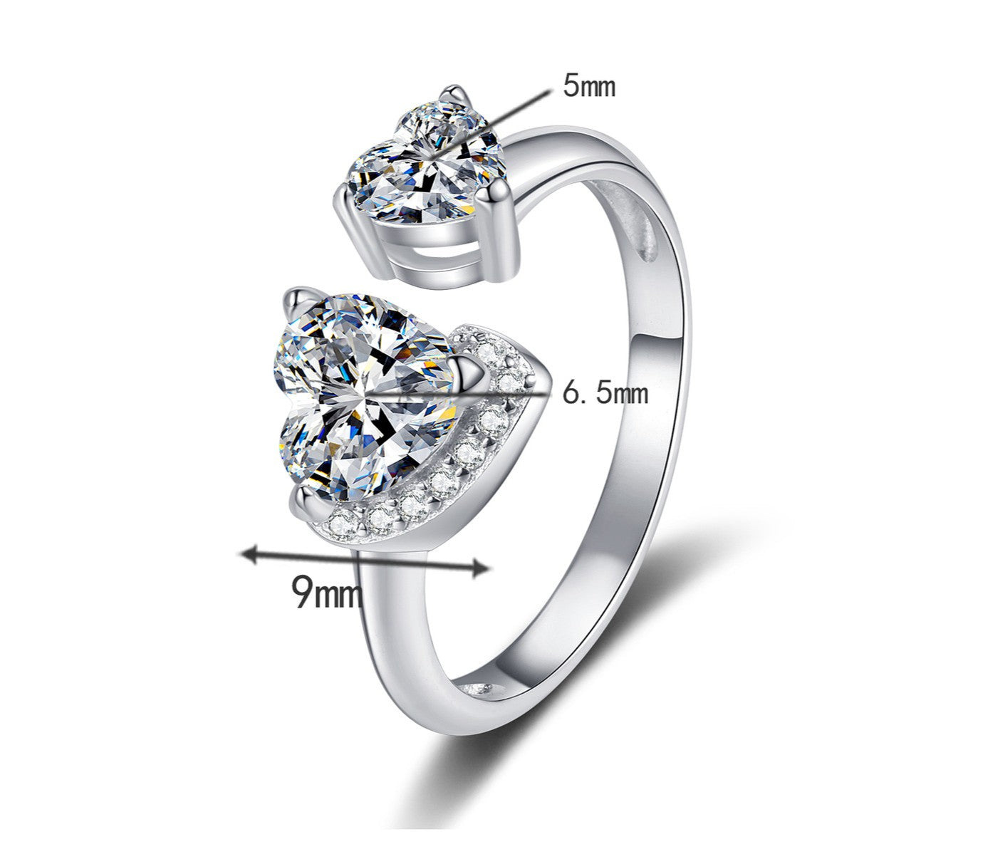Verdandi Jewelry 1.5 TW Heart-Shaped Moissanite Ring - VVS Clarity GRA Certified 925 Sterling Silver