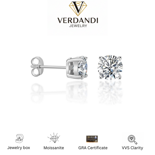 Clara Moissanite Stud Earrings in 925 Sterling Silver