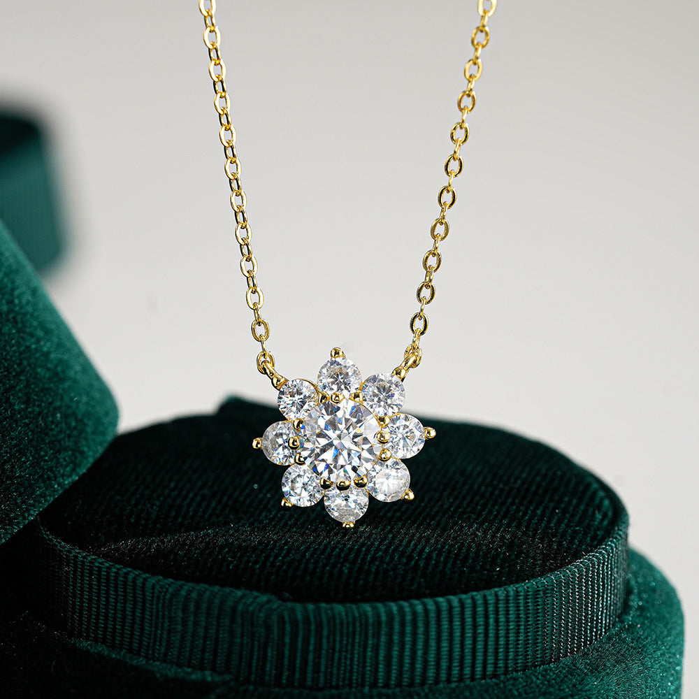 Verdandi Jewelry 1CT "The Sunflower" Necklace - VVS Moissanite - 14k Gold