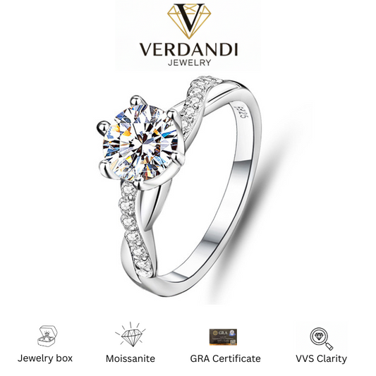 Luxe Moissanite Solitaire Ring in 925 Sterling Silver 1 CT