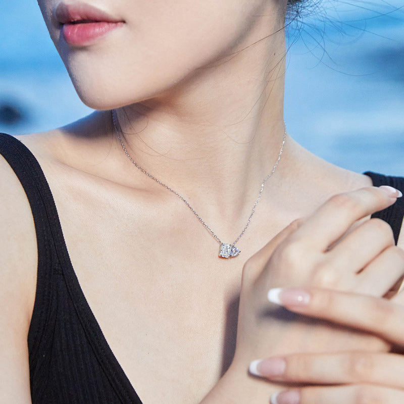 Verdandi Jewelry 1.5 Carat "Two Souls" Necklace - VVS Moissanite Heart & Radiant Cut