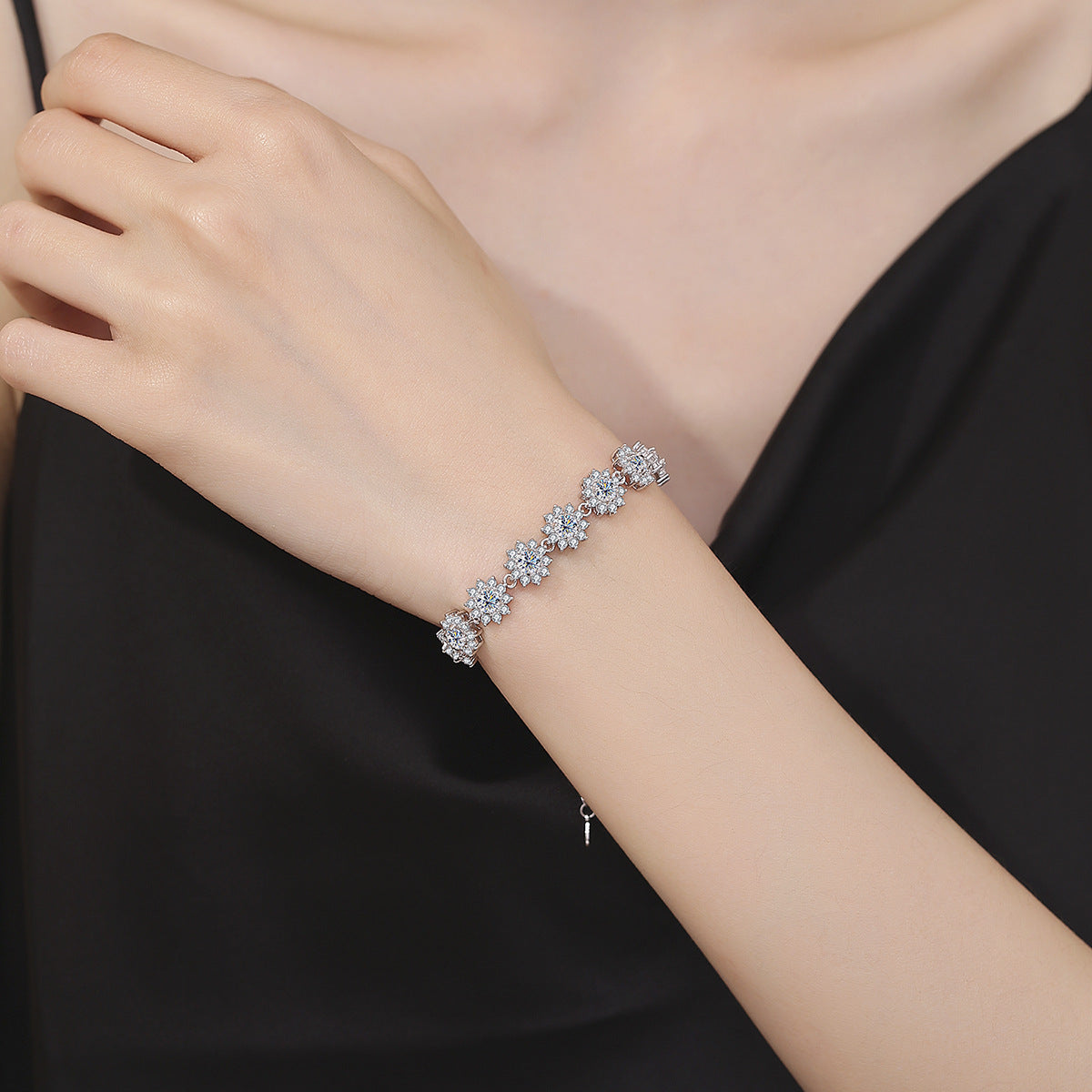 Verdandi Jewelry "Floral" Moissanite Bracelet - GRA Certified 925 Sterling Silver