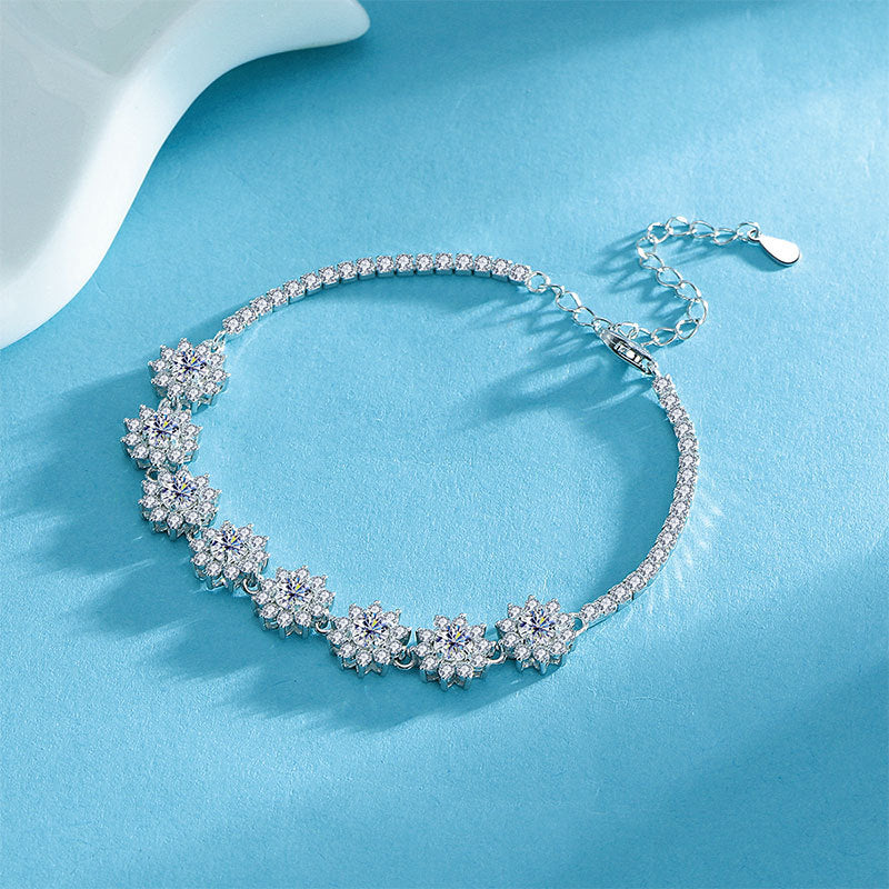 Verdandi Jewelry "Floral" Moissanite Bracelet - GRA Certified 925 Sterling Silver