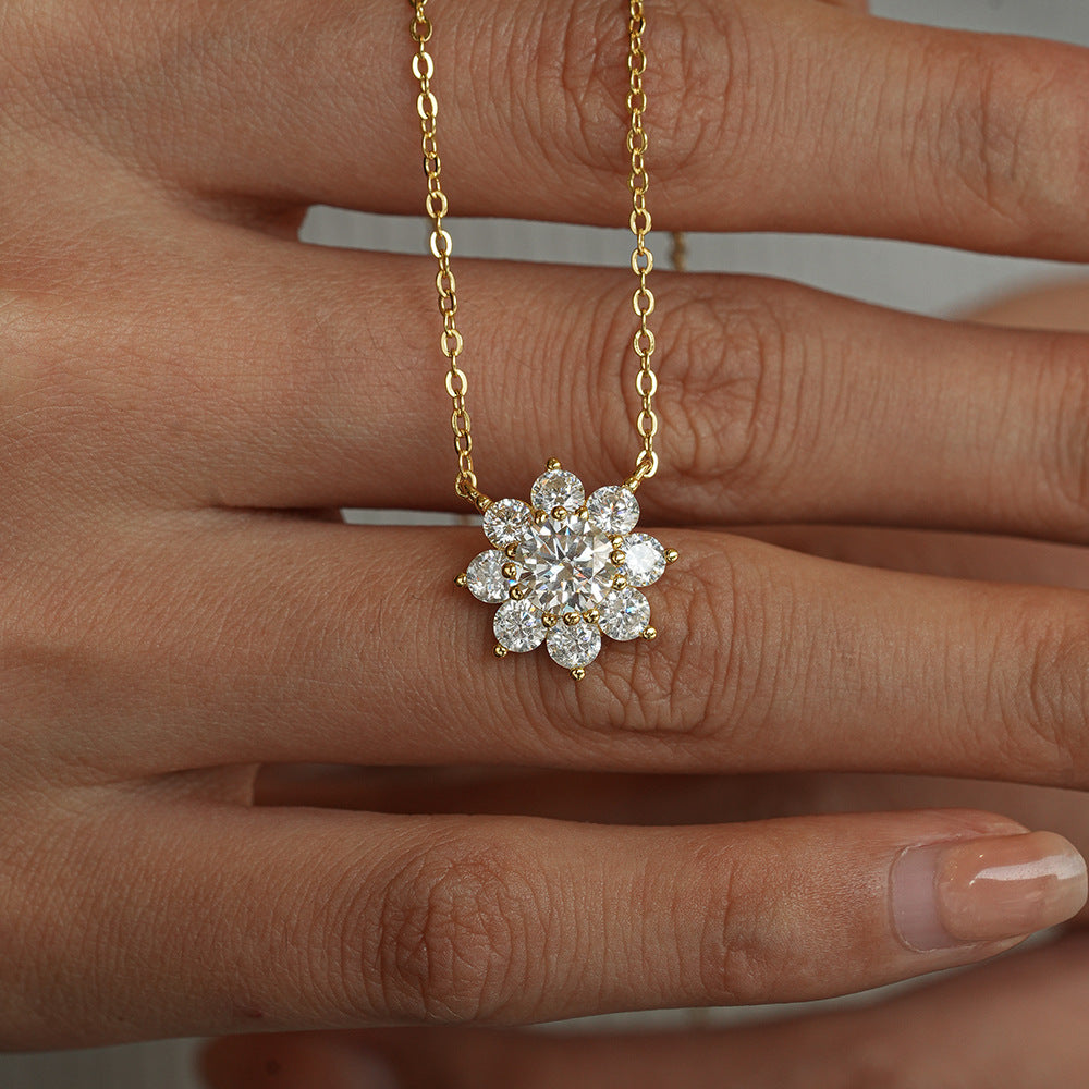 Verdandi Jewelry 1CT "The Sunflower" Necklace - VVS Moissanite - 14k Gold