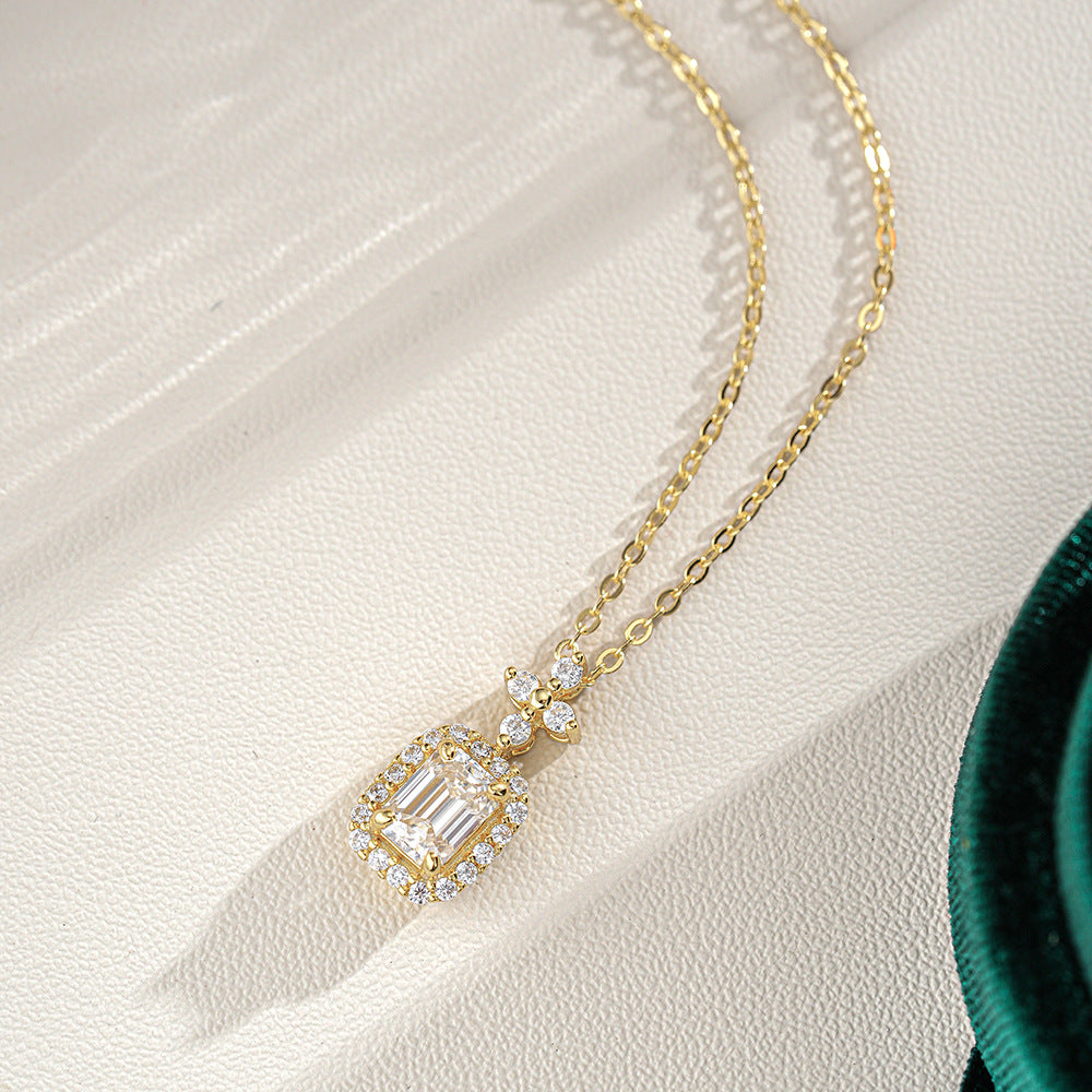 Verdandi Jewelry "The Empress" 1CT Emerald Cut Moissanite Necklace - 14k Gold Plated