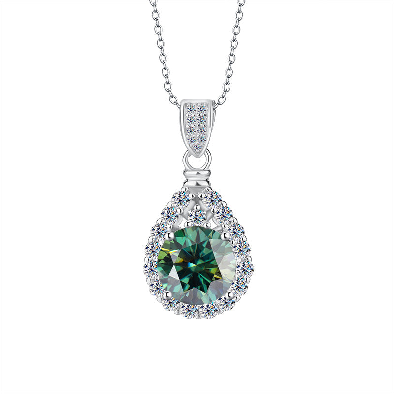 Verdandi Jewelry 5CT "Eternal" Pear Halo Necklace - GRA Certified in 925 Sterling Silver