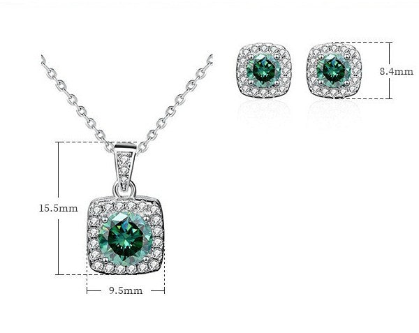 Verdandi Jewelry "Verdant" 3-Piece Set 3.0 CTW Moissanite Ring, Necklace & Earrings - Includes Gift Rose Box