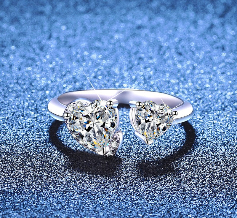 Verdandi Jewelry 1.5 TW Heart-Shaped Moissanite Ring - VVS Clarity GRA Certified 925 Sterling Silver