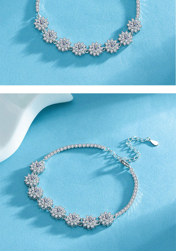 Verdandi Jewelry "Floral" Moissanite Bracelet - GRA Certified 925 Sterling Silver