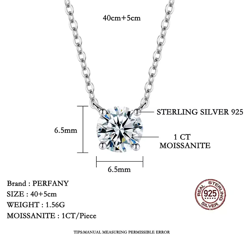 Verdandi Jewelry "The Essential" Round Solitaire Moissanite Necklace - Sterling Silver