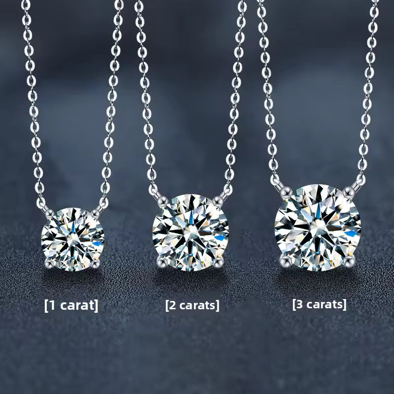 Verdandi Jewelry "The Essential" Round Solitaire Moissanite Necklace - Sterling Silver