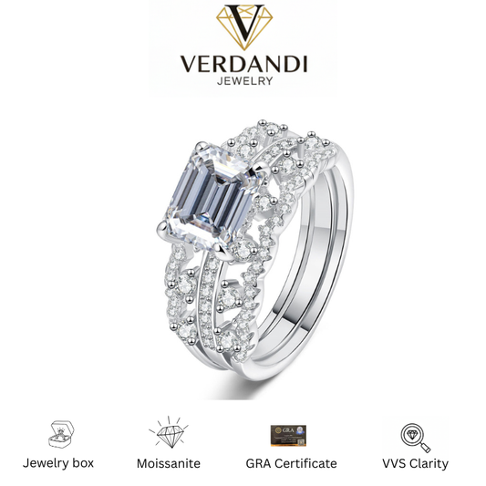 Verdandi Jewelry 3 CTW "Vintage" Bridal Set - GRA Certified Moissanite