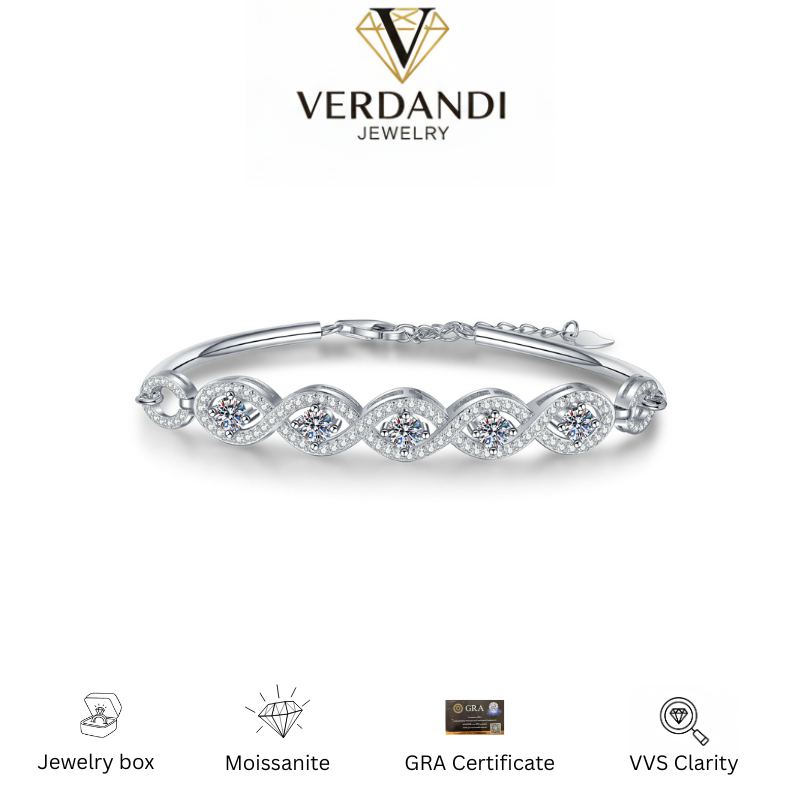 Verdandi Jewelry 1.5 Carat "Infinity" Bracelet - GRA Certified Moissanite