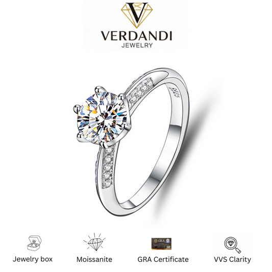 Estelle Solitaire Moissanite Ring in 925 Sterling Silver 1 CT