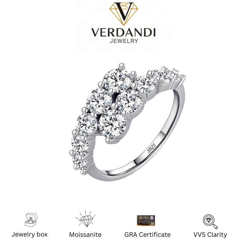 Verdandi Jewelry "Galaxy" Cluster Ring - GRA Certified Moissanite